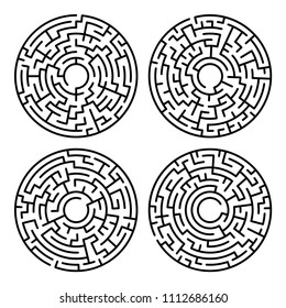 Set of maze circle. Labyrinth. Maze symbol. Isolated on white background