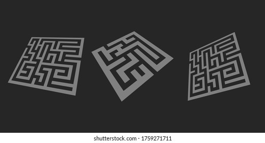 Conjunto de emblemas de laberinto. Plantilla de logotipo de Maze. Icono de laberinto.