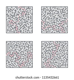 Set of maze icons on white background. Vector illustration.