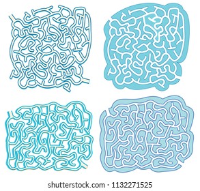 A set of maze puzzle game template illustration