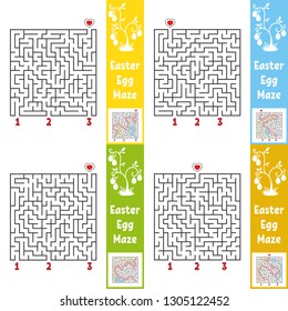 A set of mazes. Cartoon style. Visual worksheets. Activity page. Game for kids. Puzzle for children. Maze conundrum. Color vector illustration