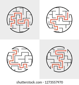 A set of mazes. Game for kids. Puzzle for children. Labyrinth conundrum. Flat vector illustration.