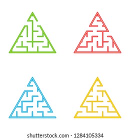 A set of mazes. Game for kids. Puzzle for children. Maze conundrum. Cartoon style. Visual worksheets. Activity page. Color vector illustration