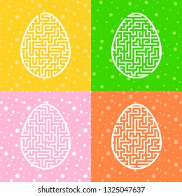 A set of mazes. Game for kids. Puzzle for children. Maze conundrum. Cartoon style. Visual worksheets. Activity page. Color vector illustration