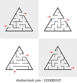 A set of mazes. Game for kids. Puzzle for children. Labyrinth conundrum. Flat vector illustration.