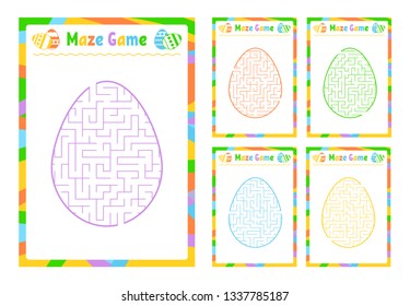 A set of mazes. Game for kids. Puzzle for children. Maze conundrum. Cartoon style. Visual worksheets. Activity page. Color vector illustration