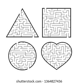 A set of mazes. Game for kids. Puzzle for children. Labyrinth conundrum. Find the right path. Vector illustration