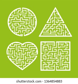 A set of mazes. Game for kids. Puzzle for children. Labyrinth conundrum. Find the right path. Vector illustration