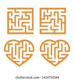 A set of mazes. Game for kids. Puzzle for children. Labyrinth conundrum. Find the right path. Vector illustration.