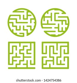 A set of mazes. Game for kids. Puzzle for children. Labyrinth conundrum. Find the right path. Vector illustration.