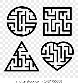 A set of mazes. Game for kids. Puzzle for children. Labyrinth conundrum. Find the right path. Vector illustration.