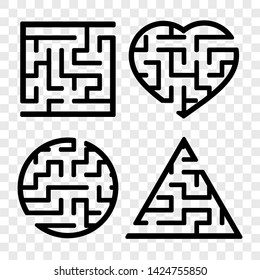 A set of mazes. Game for kids. Puzzle for children. Labyrinth conundrum. Find the right path. Vector illustration.