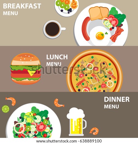 Set Meal Breakfast Lunch Dinner Food 库存矢量图（免版税） 638889100 ...