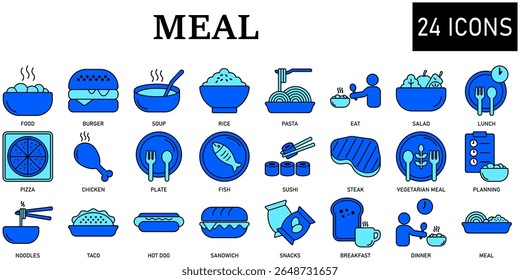 Set of Meal Icons or symbols Vector fully editable file.
