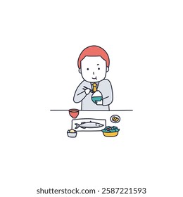 Set meals are the best solution for office workers' lunch! Illustration material