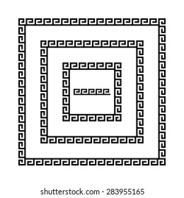 Set of meander borders. Ancient seamless square Greek key frames. Greek national antique meandros lines, vector. Rectangular pulse.