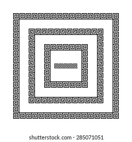 Set of meander borders. Ancient seamless square Greek key frames. Greek national antique meandros lines, vector. Rectangular pulse.