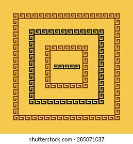 Set of meander borders. Ancient seamless square Greek key frames. Greek national antique meandros lines, vector. Rectangular pulse.