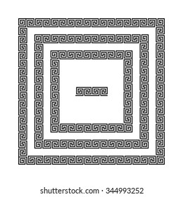 Set of meander borders. Ancient square Greek key frames. Greek national antique meandros lines, vector. Rectangular pulse.