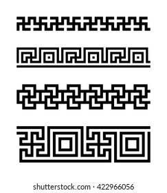 Set of meander borders. Vector ancient patterns. Sacred symbol using in Hinduism, Buddhism, Jainism and in Greek culture