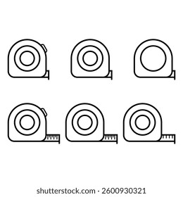 Set of Measurement tape icon, measure tool concept design symbol, vector illustration .