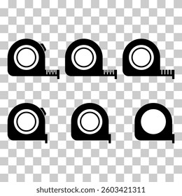 Set of Measurement tape icon, measure tool concept design symbol, vector illustration .