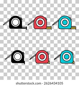 Set of Measurement tape icon, measure tool concept design symbol, vector illustration .