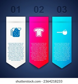 Set Measuring cup, Bread toast and with flour. Business infographic template. Vector