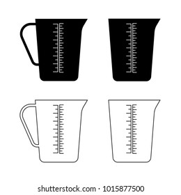 Set measuring cup icon, isolated. Measuring cup with handle. Vector. Outline icon on white background. Flat style illustration. EPS10.