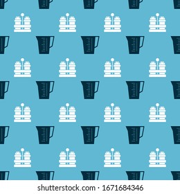Set Measuring cup and Salt and pepper  on seamless pattern. Vector