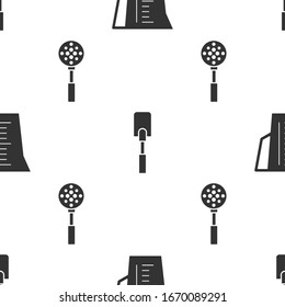 Set Measuring cup, Spatula  and Spatula  on seamless pattern. Vector