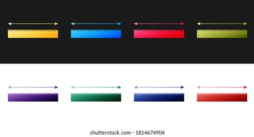 Set The measuring height and length icon isolated on black and white background. Ruler, straightedge, scale symbol. Vector.