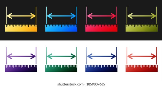 Set The measuring height and length icon isolated on black and white background. Ruler, straightedge, scale symbol. Vector.