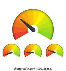 Set of measuring icons on a white background. Speedometer icons set.