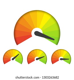 Set of measuring icons on a white background. Speedometer icons set.