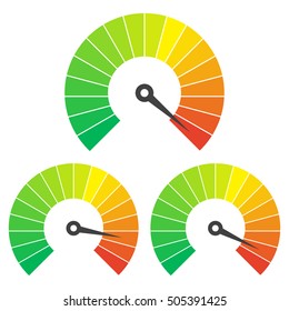 Set of measuring icons on a white background. Speedometer icons set