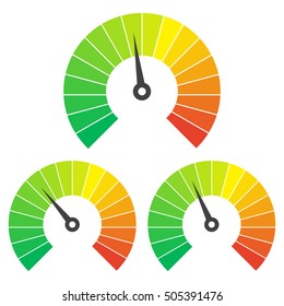 Set of measuring icons on a white background. Speedometer icons set