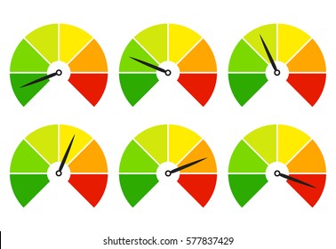 Set of measuring icons on a white background. Speedometer icons set
