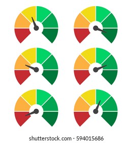 Set of measuring icons. Speedometer or rating meter signs infographic gauge elements