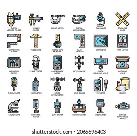 Set of Measuring Instrument  thin line icons for any web and app project. 