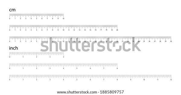 Set Measuring Scale Cm Inches Marking Stock Vector (Royalty Free ...