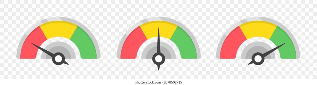 Set of measuring speedometer icons. Infographic gauge elements