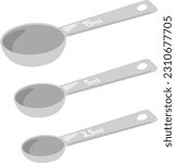 Set of measuring spoons of 15ml-2.5ml