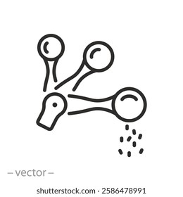 set of measuring spoons icon, add ingredient, thin line vector illustration