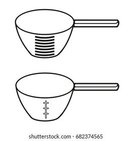 Set from measuring spoons for powder or detergents and for products in a vector
