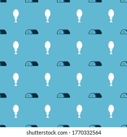 Set Meat and Chicken leg on seamless pattern. Vector
