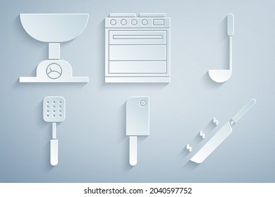 Indique el helicóptero de la carne, la cocina, la espátula, la sartén, el horno y las escalas electrónicas. Vector