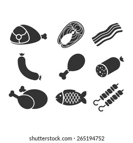 Set of meat icons.