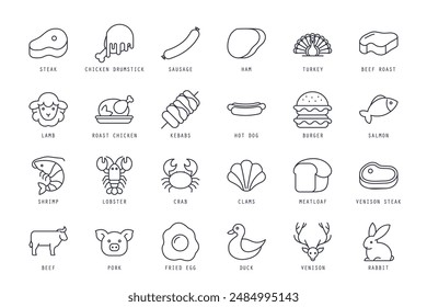 Set of meat icons vector illustration. icons bundle isolated on white background.