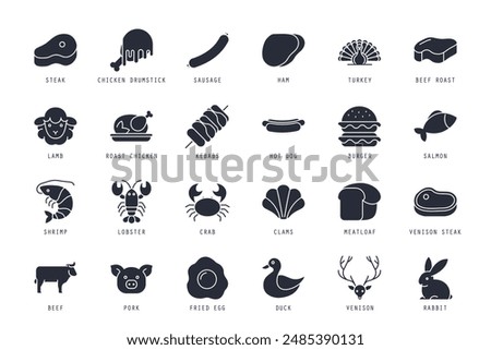 Set of meat icons vector illustration. icons bundle isolated on white background.